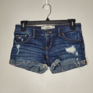 Y2k Hollister blue short mini low rise rolled cuff bimbocore shorts size 0